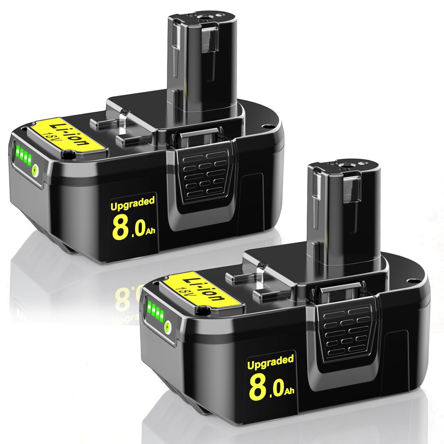 PEYESTEN 2-Pack 8.0Ah Replacement for Ryobi 18V Battery ONE+ P108 P102 | 2-Pack 