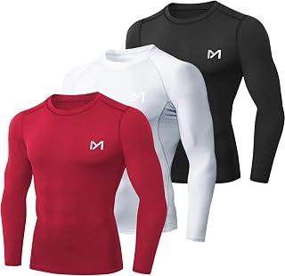 MEETYOO Men's Compression T-Shirt, Long/Short Sleeve Sports T Shirt for Running Cycling Fitness