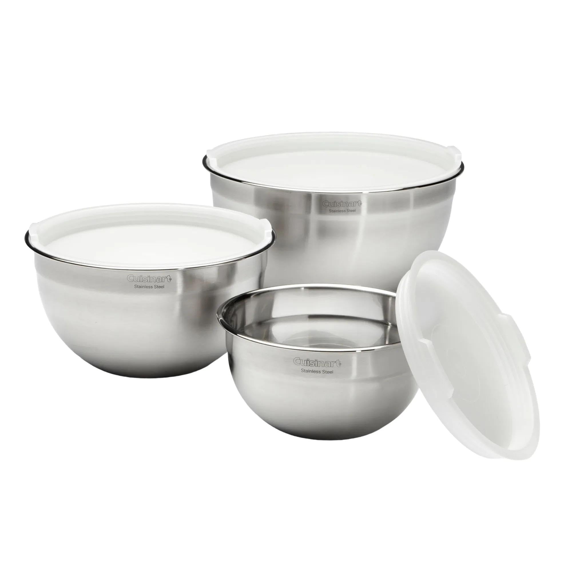 Cuisinart 3-Piece Stainless Steel Mixing Bowl Set with Lids, CTG-00-SMB | 1.5, 3