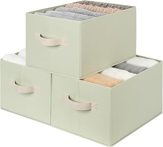 StorageWorks Medium Storage Baskets for Shelf, Light Green, 3-Pack