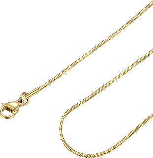 FOCALOOK Snake Chain Necklace, 1.2MM Thin Silver Chains for Women, 14K Gold Plated Stainless Steel Chain Necklace for Pendant 14 16 18 20 22 24 26 28 30 Inch