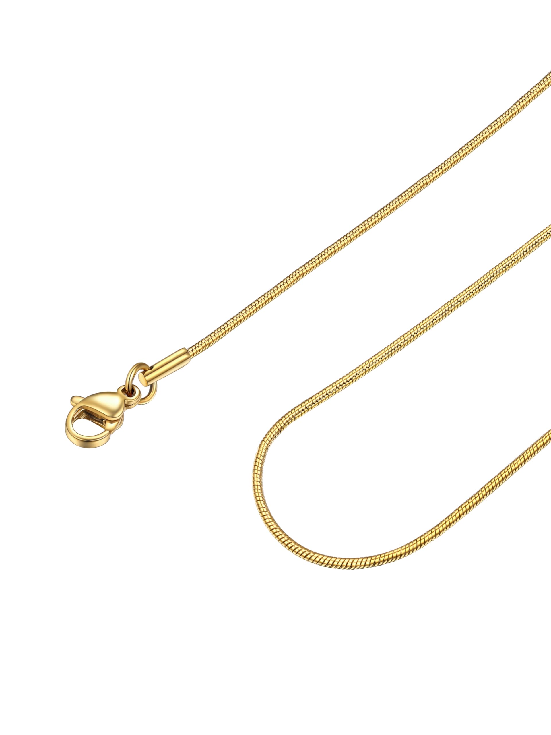 FOCALOOK Snake Chain Necklace, 1.2MM Thin Silver Chains for Women, 14K Gold Plat