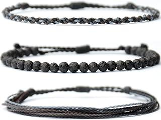 Mezcla Vida Handmade Natural Stone Beaded Healing Bracelet Gift for Men Adjustable Rope String Bracelet