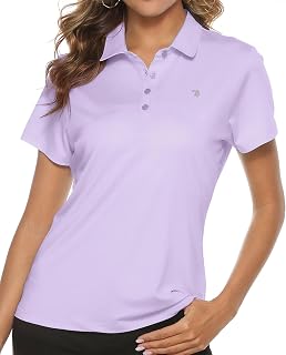 TBMPOY T-shirt da golf da donna leggera traspirante a maniche corte a 4 bottoni, A11-viola chiaro, M