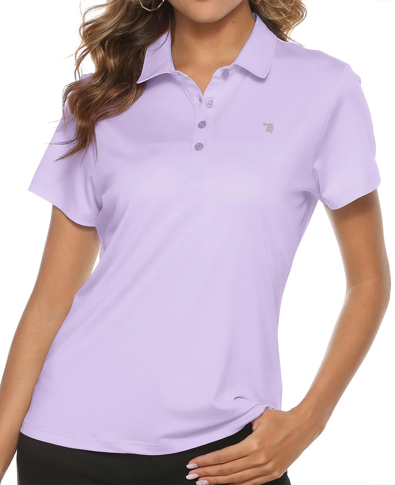 TBMPOY T-shirt da golf da donna leggera traspirante a maniche corte a 4 bottoni,