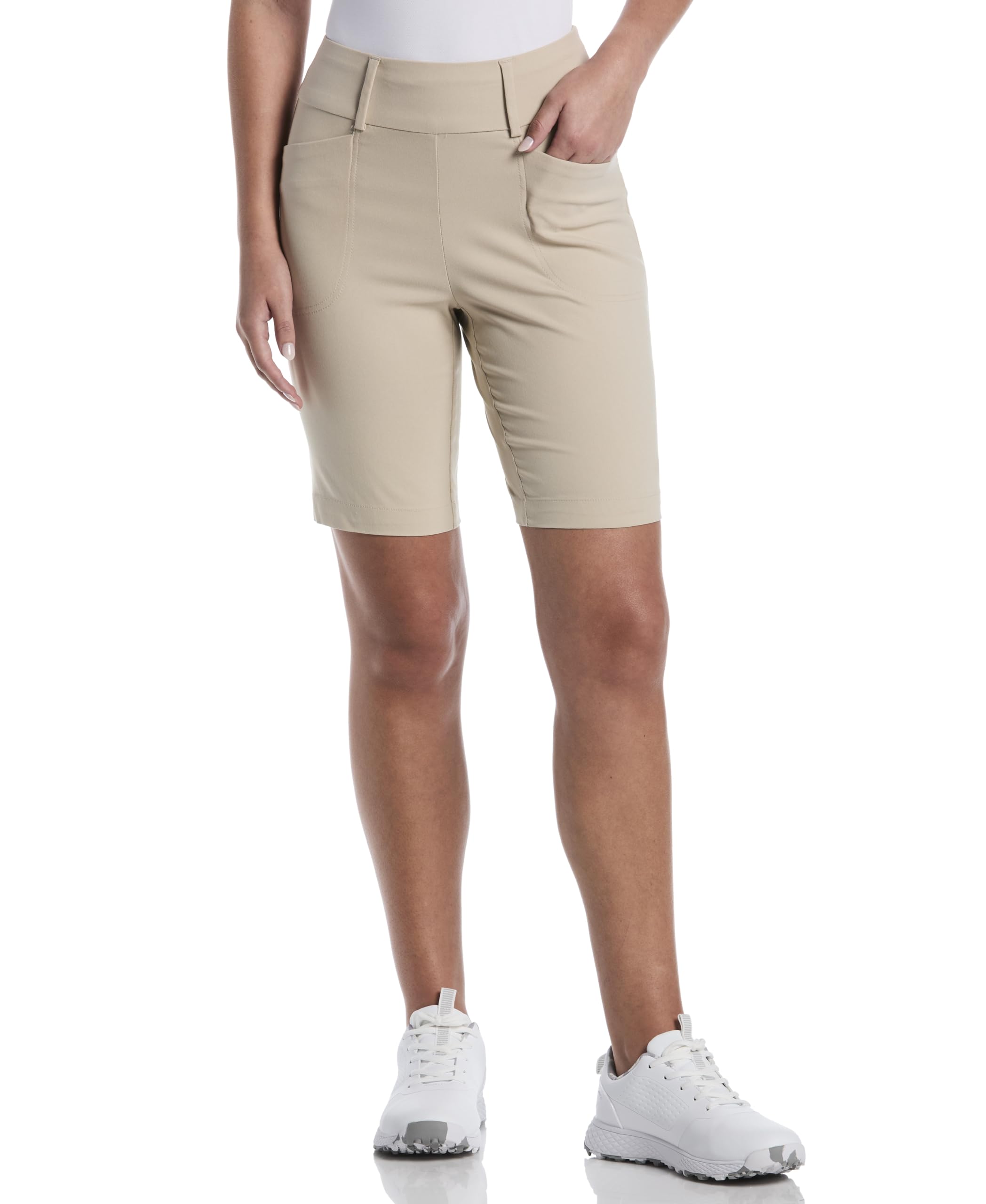PGA Tour Womens 9.5” Pull-on Golf Shorts with Tummy Control, Performance Stretch