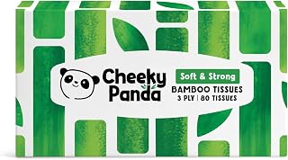 The Cheeky Panda 100 Percent Bamboo Facial Tissue Flat Box, Pack of 80 Tissues