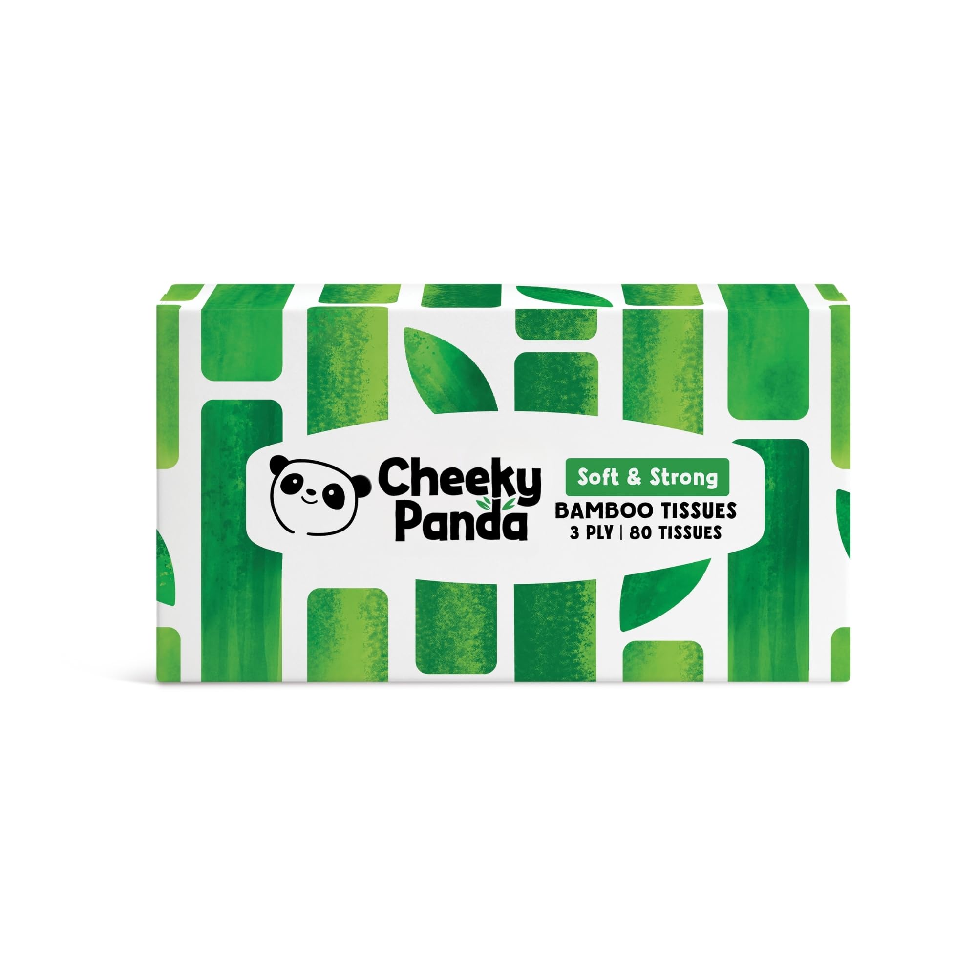 The Cheeky Panda 100 Percent Bamboo Facial Tissue Flat Box, Pack of 80 Tissues
