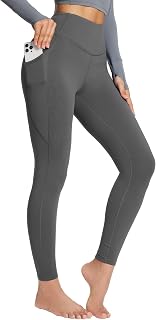 baleaf Women's Fleece Lined Leggings Thermal Pants with Pockets Winter Warm High Waisted Petite Yoga Trousers Grey L