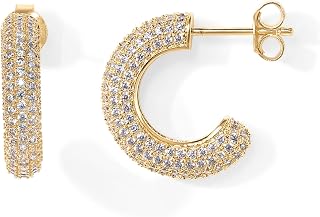 PAVOI 14K Gold Plated Cubic Zirconia Chunky Hoop Earrings for Women