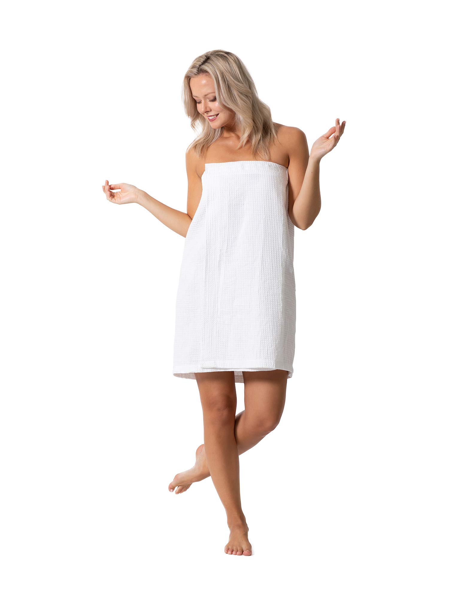 Turkish Linen Women’s Waffle Spa Body Wrap with Adjustable Closure