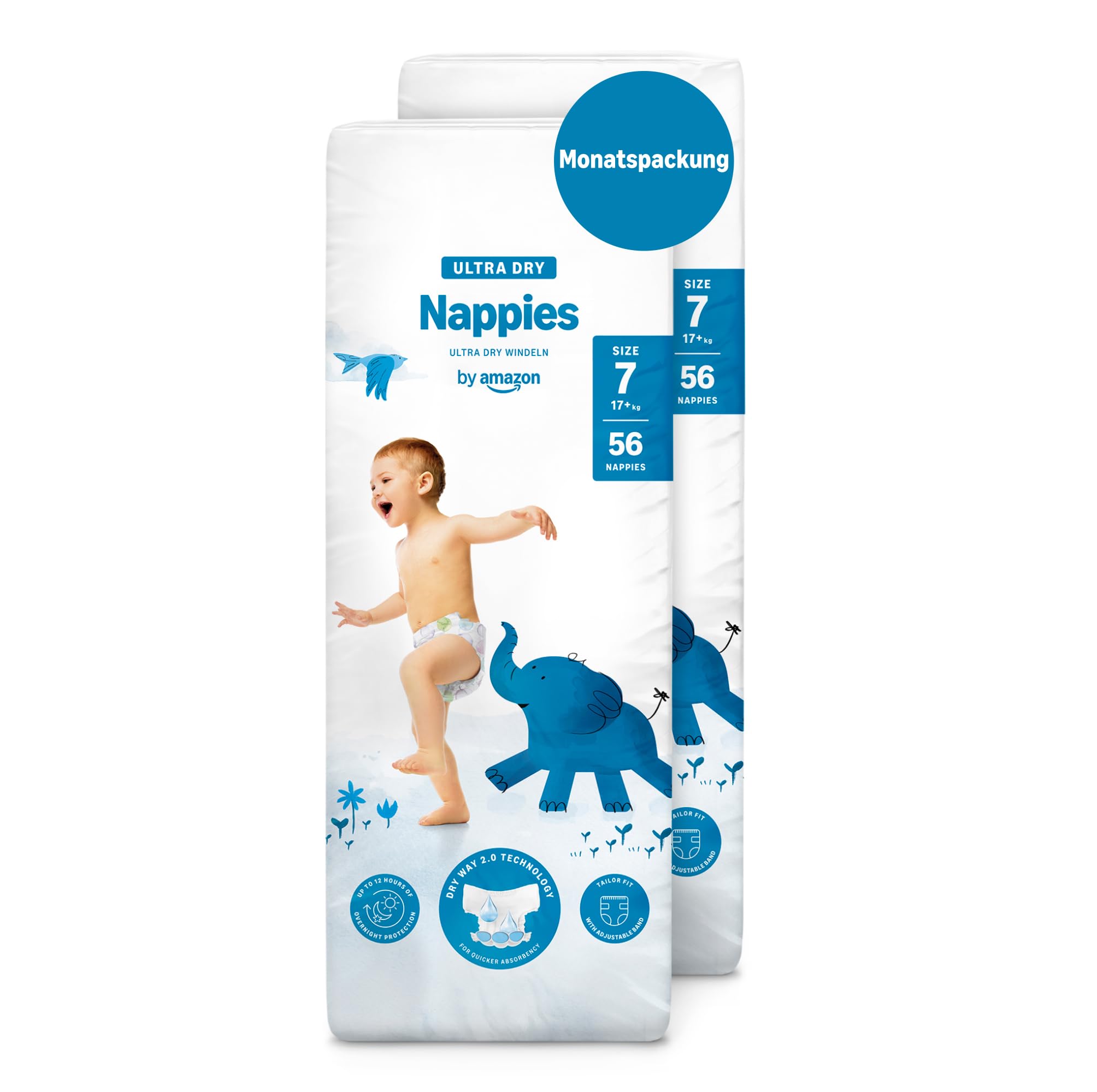 By Amazon Ultra Dry Windeln – Größe 7 (17 kg+) – 112 Stück (2 Packungen mit 56 S