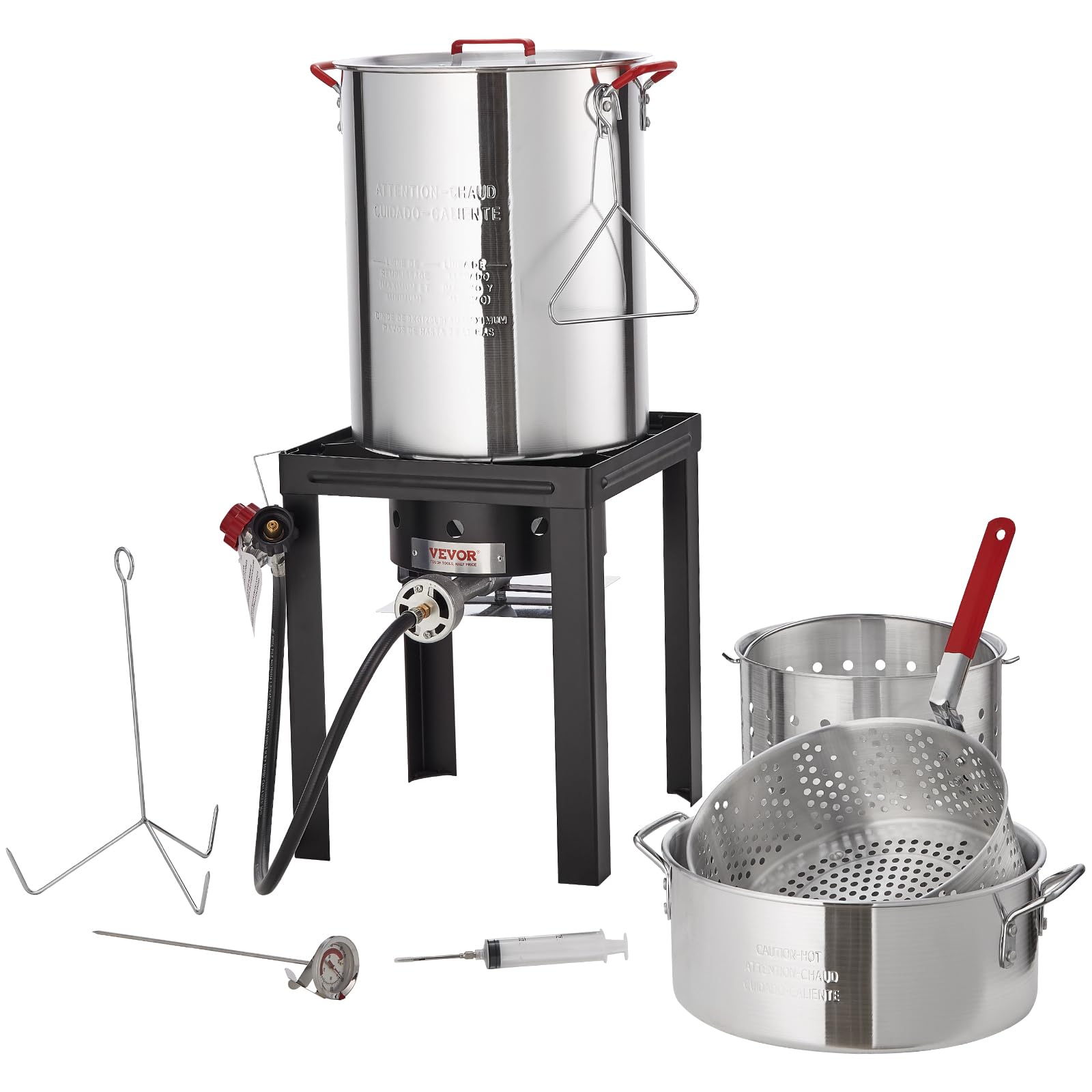 VEVOR Turkey Deep Fryer, 30-qt Turkey & 10-qt Fish Steamer Cooker Set, Outdoor A