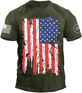 Mrocioa USA Flag 4th July American Red White Blue Star Stripes Patriotic T-Shirt Size M L XL XXL 3XL
