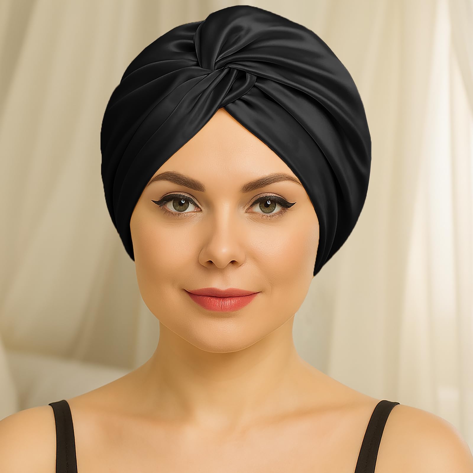 Silk Bonnet for Women Double Layer Adjustable Hair Bonnet for Night Sleep and Cu