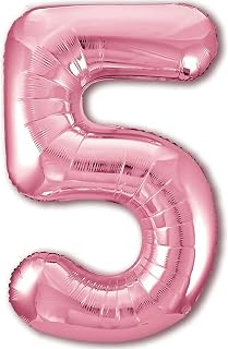 Balloon 5 Birthday Number 5 Metallic Balloon XXL Giant 100 cm Air or Helium Decoration Pink