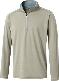 M MAELREG Quarter Zip Pullover Men Performance Dry Fit Stripe Mock Neck Midlayer Golf 1/4 Zip Pullover Mens Sweatshirt