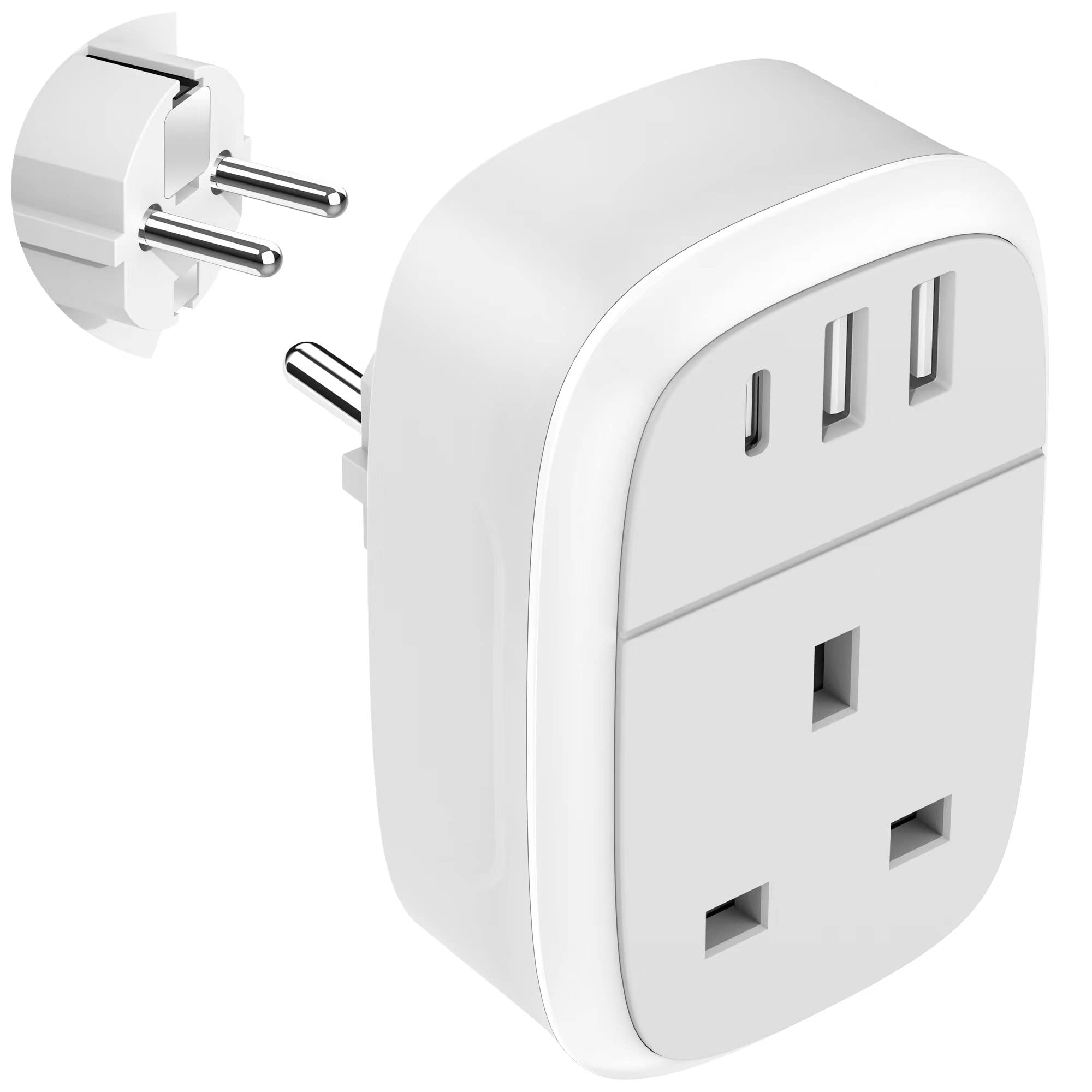 European Plug Adapter, UK to EU Euro Europe Schuko 32W USB C Fast Travel Charger