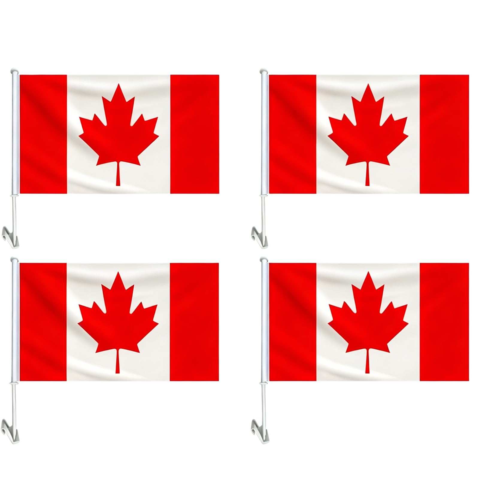 Canada Flag with Pole for Car, 12" x 18" Double-Sided Car Flags with Durable Win