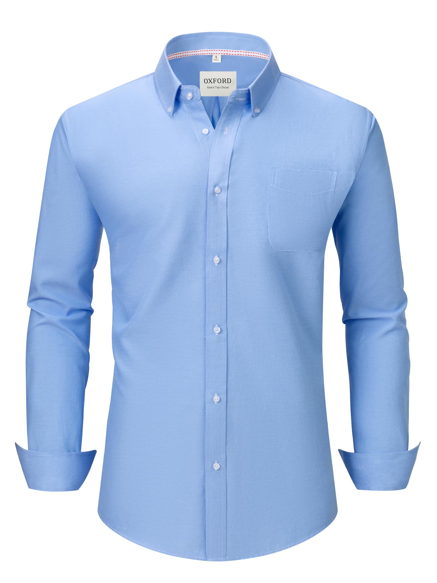 Men's Oxford Dress Shirts Long Sleeve Button Down Collar Shirt with Pocket