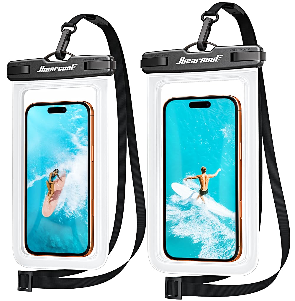 Hiearcool Waterproof Phone Pouch, Waterproof Phone Case, 2-Pack Clear | Durable 