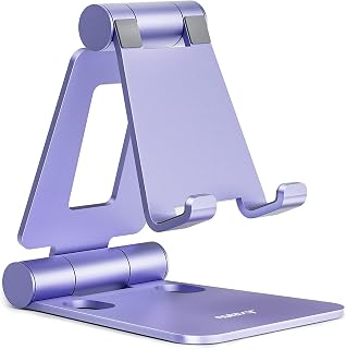 Nulaxy Adjustable Mobile Phone Stand Table, Foldable Mobile Phone Holder, Aluminium Phone Holder for Desk, Compatible with iPhone 16 15 14 13 12 11 Pro Xs Xr X 8, Huawei, Galaxy, All Mobile Phones