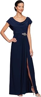 Alex Evenings Long A-Line Sweetheart Neck Dress (Petite and Regular Sizes) Special Occasion Dress Women
