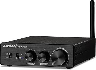 AIYIMA A07PRO TPA3255 300W 2.0-Channel Stereo Bluetooth 5.2 Amplifier | Treble/Bass Control,Swappable Op-Amps,QCC304X with aptX, RCA Input, AUX Output,Hi-Fi Desktop Amplifier for Bookshelf Speakers