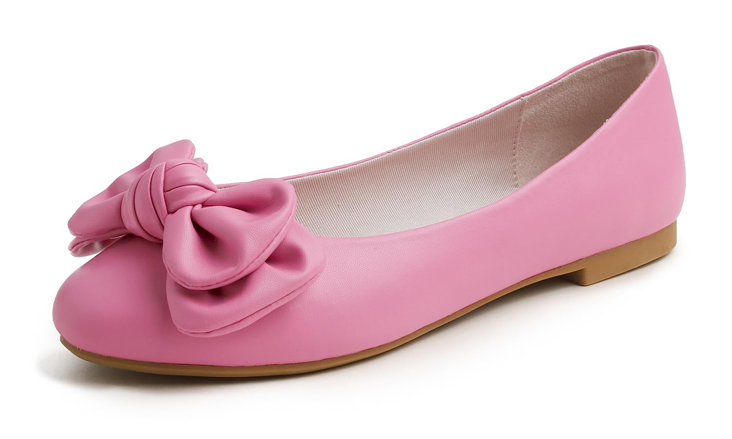 Feversole Women's Round Toe Cute Bow Trim Ballet Flats, Round Toe Flats Decorate