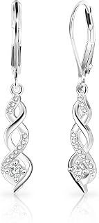 Silver Dangle Earrings for Women Cubic Zirconia Hanging Drop Earrings