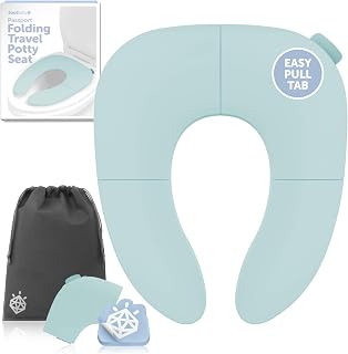 Jool Baby Folding Travel Potty Training Seat – Easy-Remove Pull Tab (Aqua) | Multiple Award Winner – Help Your Child Feel Confident Using Any Toilet Away From Home – Folds Up Small for Easy Carrying