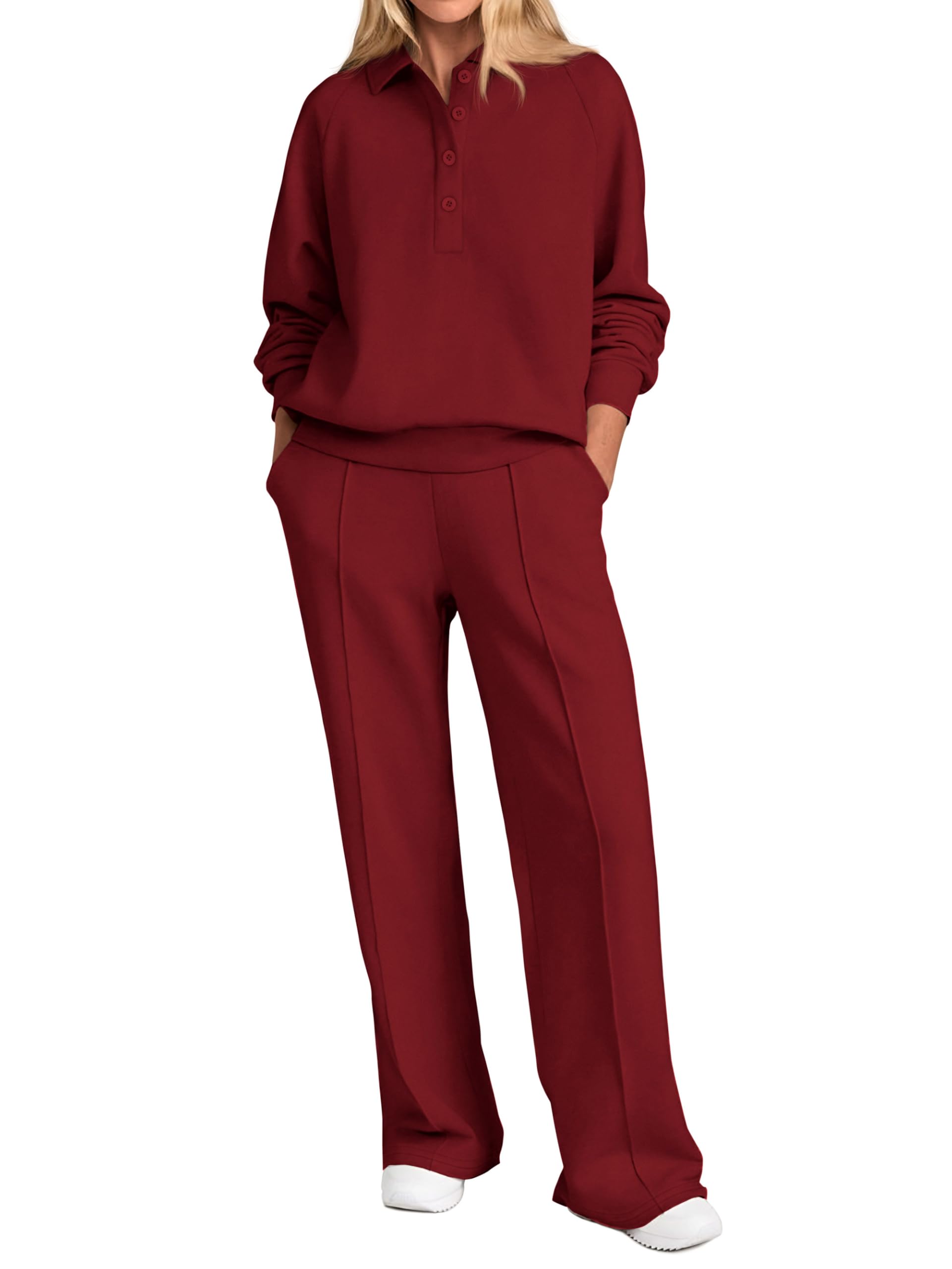 PRETTYGARDEN Women's Pc035 Sweatsuit with Buttons