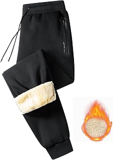 JustSun Mens Joggers Fleece Lined Thermal Trousers Men with Zip Pockets