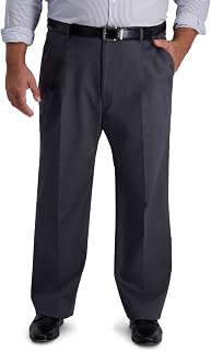 Haggar Men's Iron Free Premium Khaki Straight Fit Flat Front Flex Waist Casual Pant
