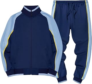 amropi Men's Tracksuits Long Sleeve Sweatshirt with Zip and Jogging Sports Trousers Set
