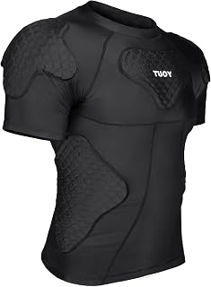 Mens Football Rib Protector with Pads Adult Protective Undershirt Heart Guard for Softball Rugby Lacrosse