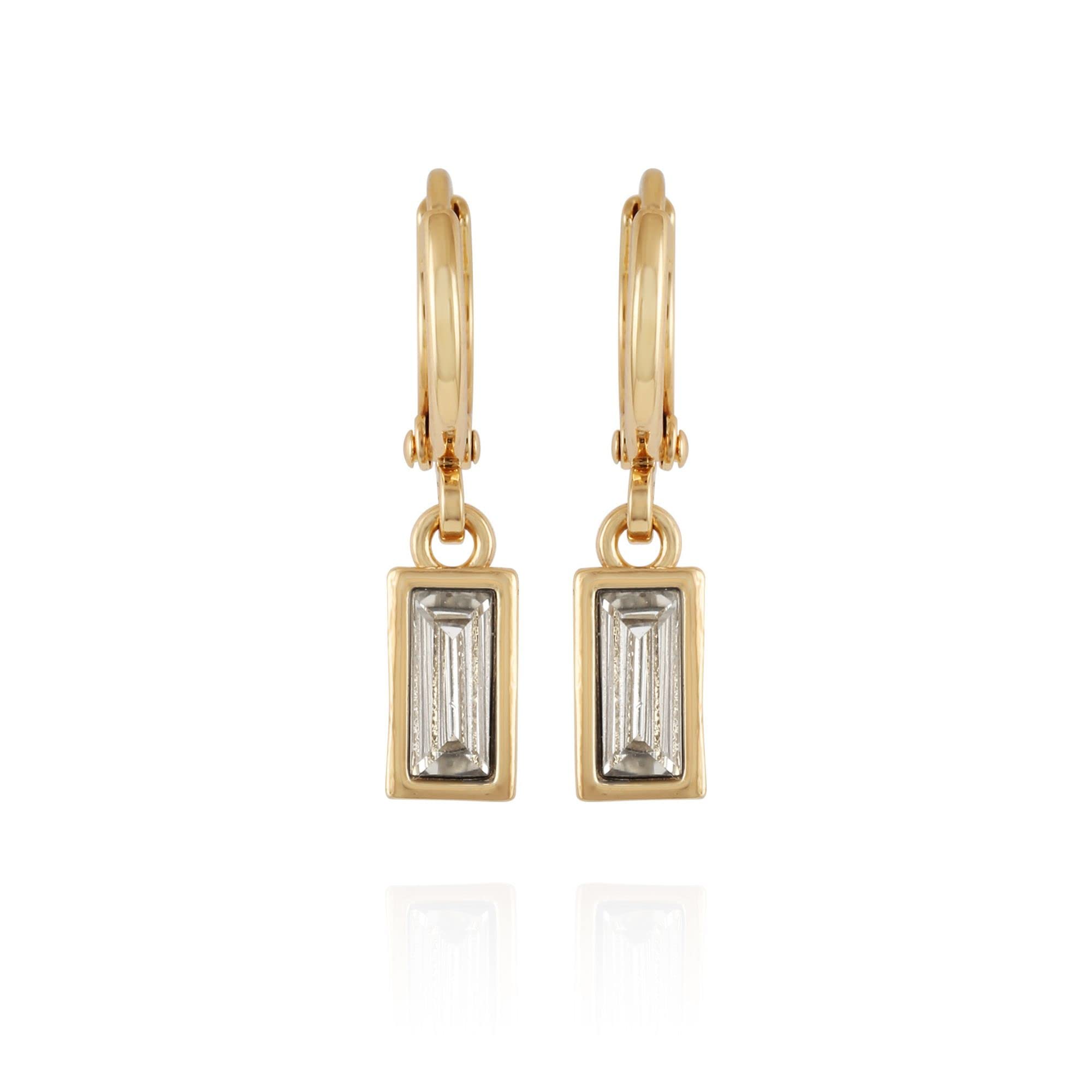Vince Camuto Glass Stone Huggie Hoop Dangle Earrings, Goldtone