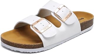 ONCAI Mules Sandals for Men Open Toe, Leather Comfortable Beach Buckle Clogs Sandals for Men Summer Cork Slippers for Men