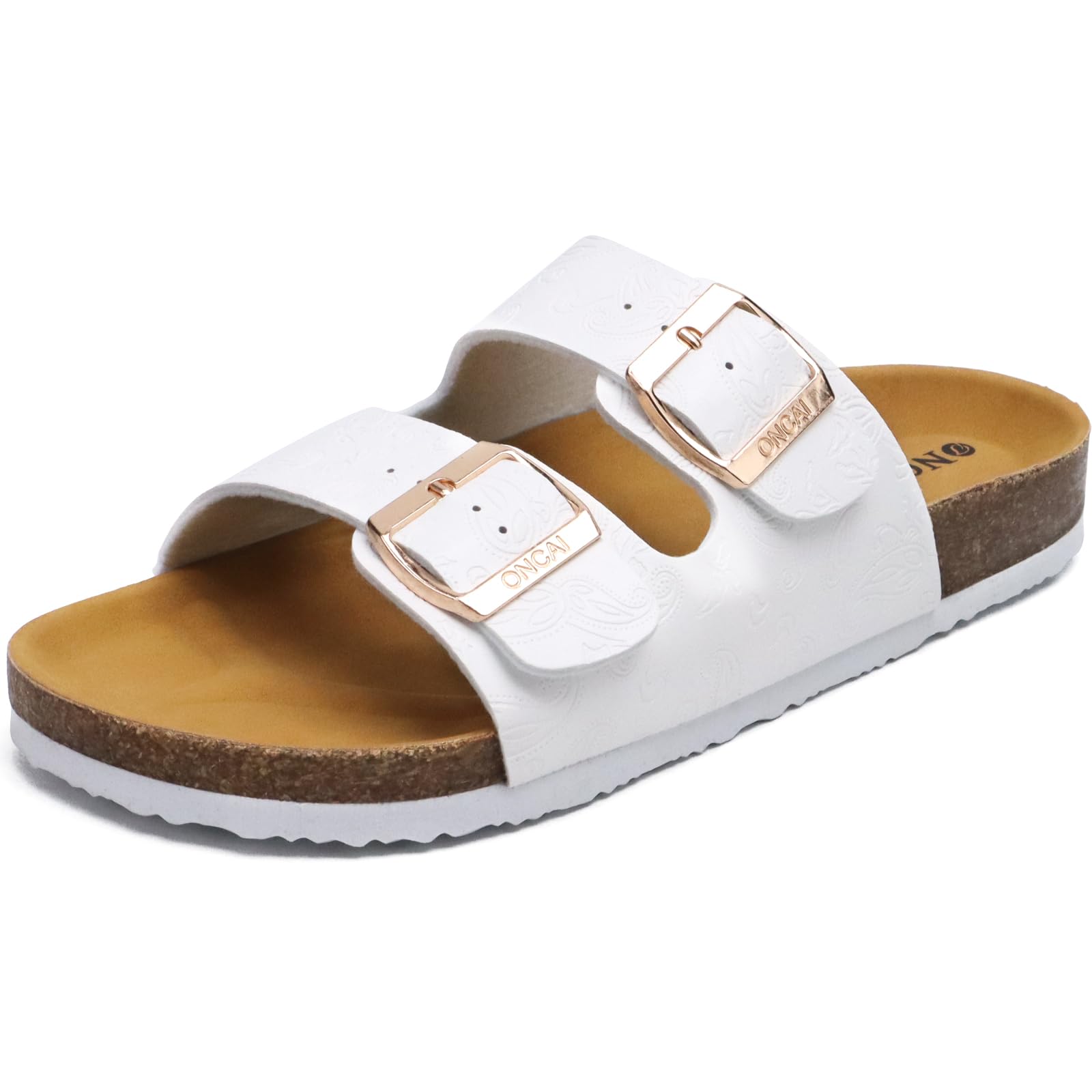 ONCAI Mules Sandals for Men Open Toe, Leather Comfortable Beach Buckle Clogs San