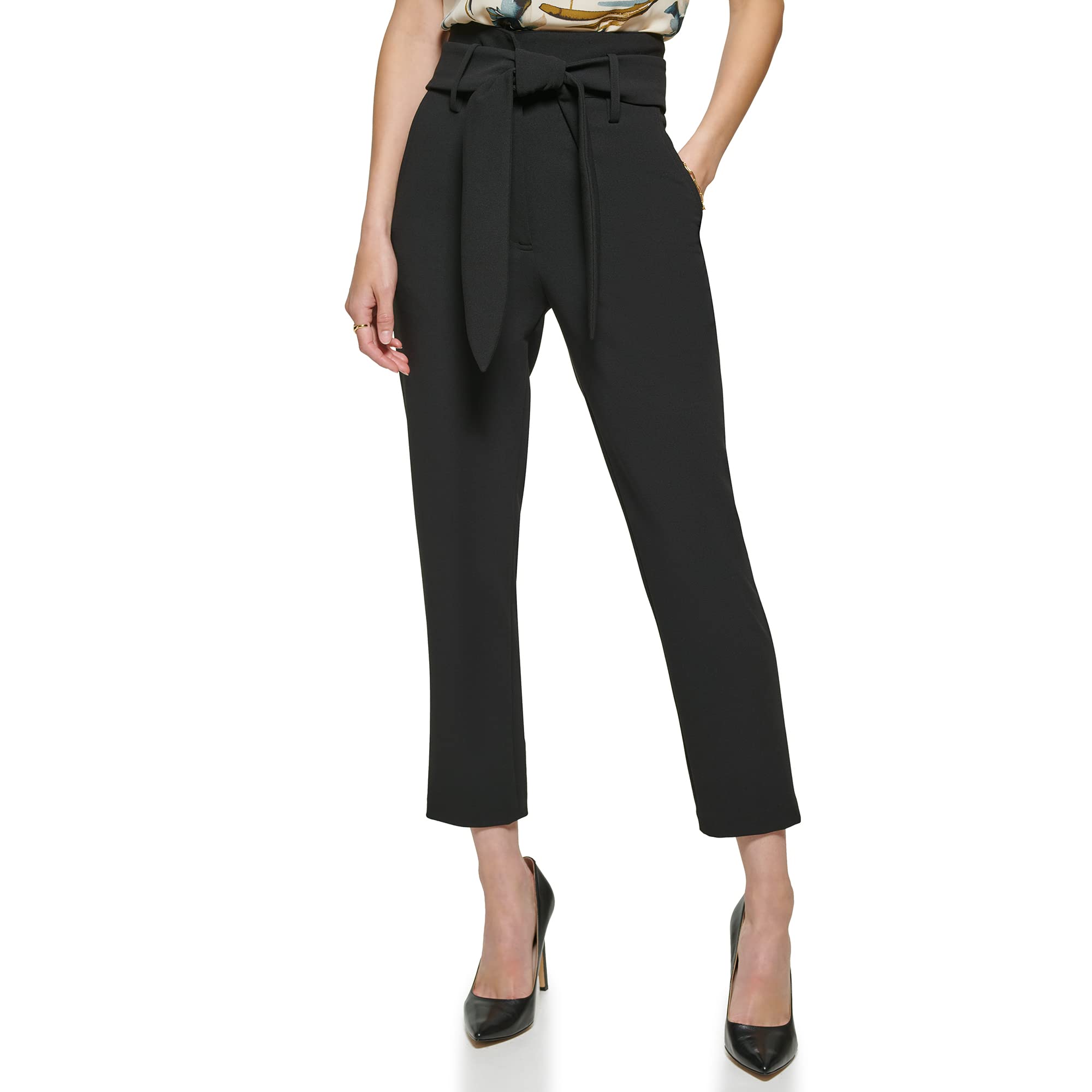 DKNY Womens Paperbag Waist PantDress Pants