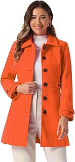 Allegra K Women's Winter Classic Overcoat Pockets Single Breasted Pea Coat