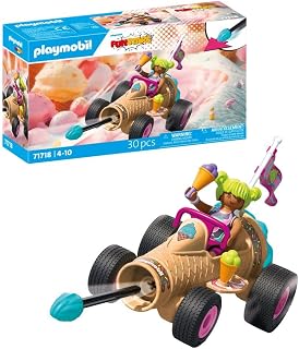 Playmobil | Fun Stars | Racing ice cream cone | Toy from 4 years | Gift for children | Toy car | With pull-back motor & shooting function | 71717