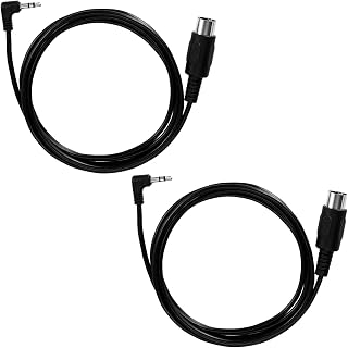 2pcs Type A 3.5mm/0.14in TRS to Male 5-Pin DIN MIDI Cable Adapter | 1.5m/59in Long TRS to Multi-Directional 5 Pin MIDI Jack Cable Cord for Keyboards Synths & DAWs, Black
