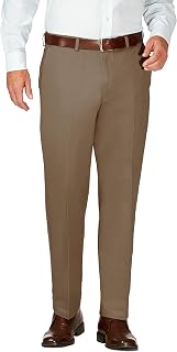 Haggar Men's Work to Weekend Hidden Expandable Waist No Iron Casual Pant - Flat and Pleat Front
