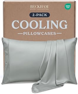 Beckham Hotel Collection Cooling Pillowcases for Hot Sleepers, King Size Set of 2, Cool Bedding, Envelope Closure, Silky Soft, Breathable, Moisture-Wicking, Gray