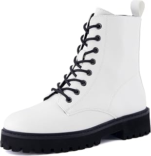 CUSHIONAIRE Ryker - Botas de combate de cuero vegano para mujer con cremallera lateral
