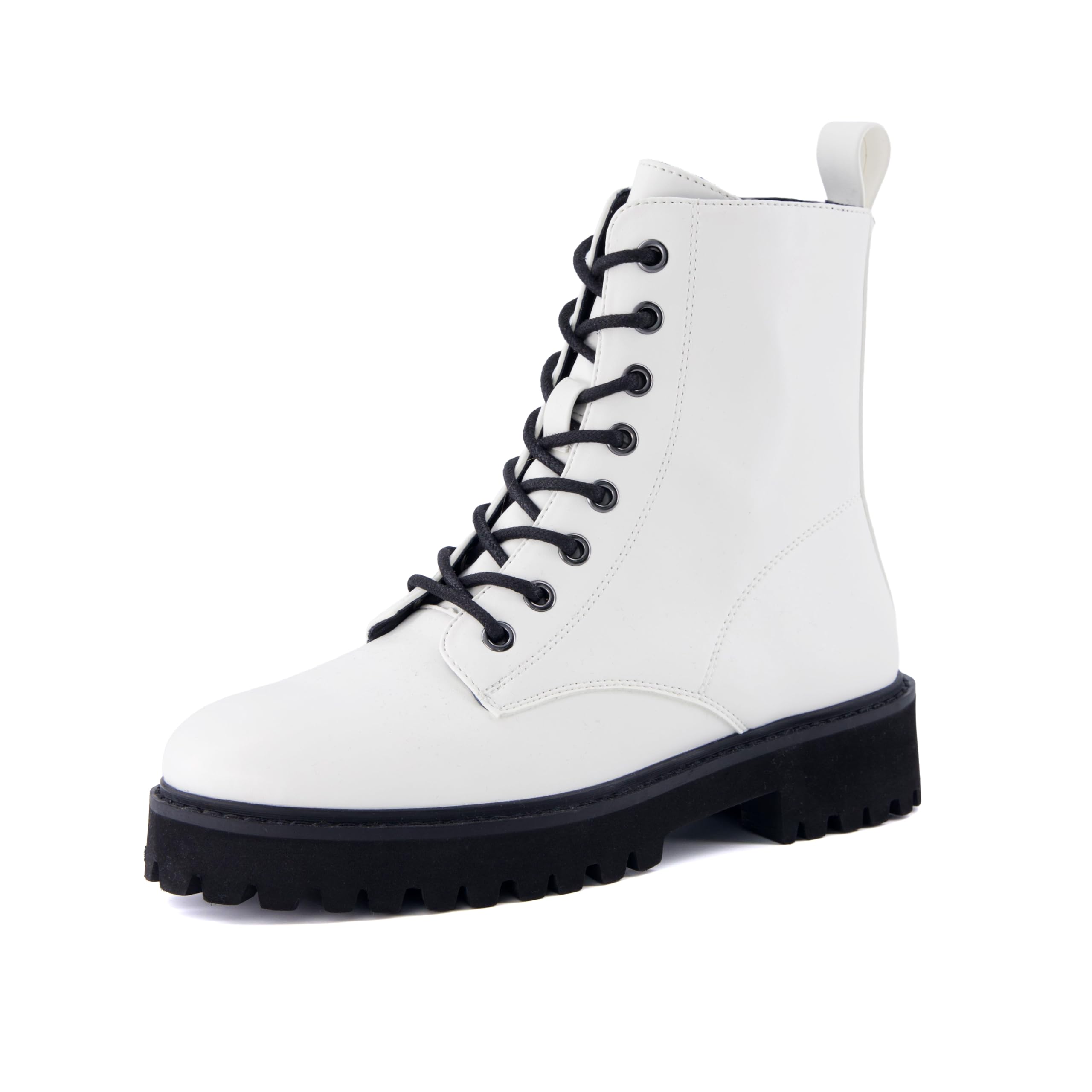 CUSHIONAIRE Ryker - Botas de combate de cuero vegano para mujer con cremallera l