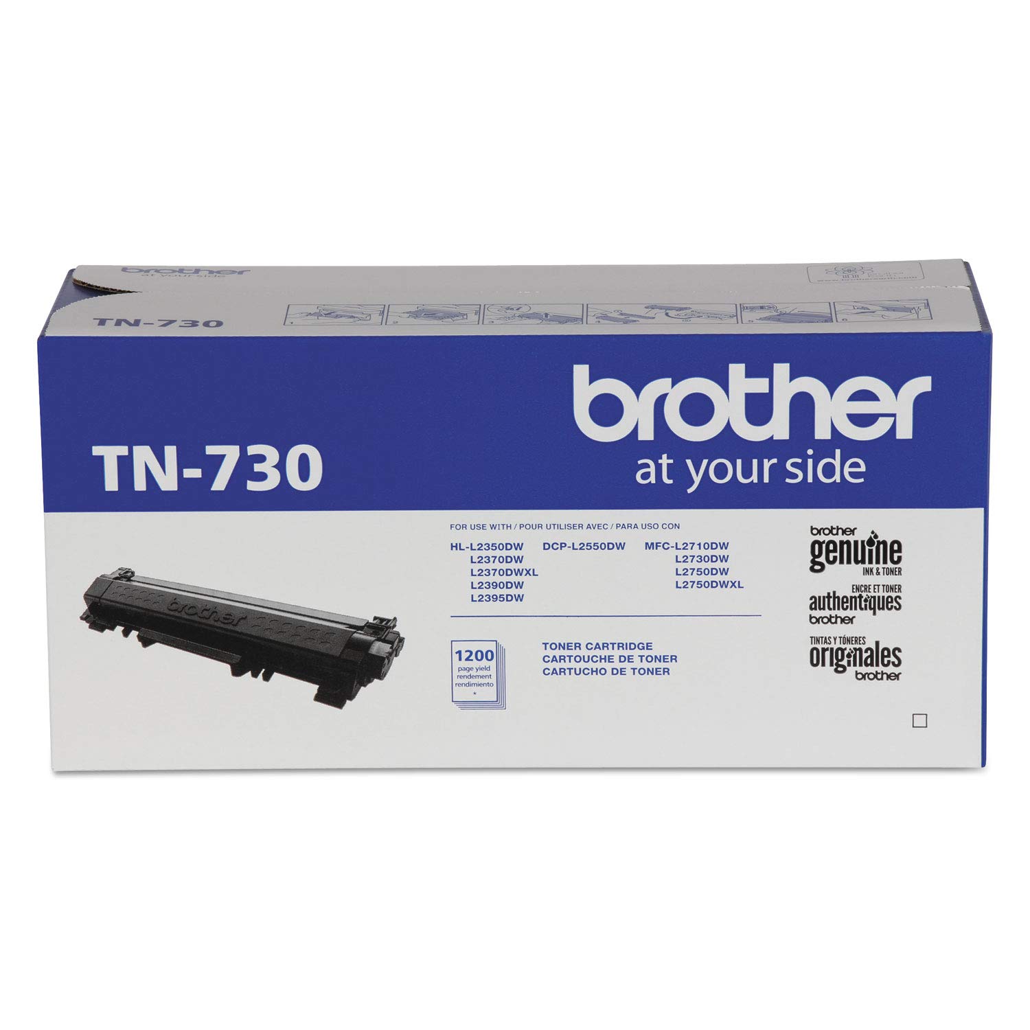 Brother Genuine Standard Yield Toner Cartridge, TN730, Replacement Black Toner, 