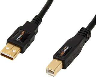 Amazon Basics USB 2.0 Cable, USB-A to USB-B, for Printer or External Hard Drive, Connect to Computer/Laptop/PC, 480 Mbps Transfer Speed, Gold-Plated Connectors, 6 Foot, Black