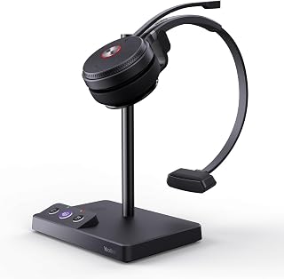 Yealink WH62 Mono Wireless DECT Headset for IP Phone & PC, Teams Certified | 525 ft Long Range Work Headphone with Dual Noise Canceling Microphones, Quick Mute & Call Control, 13H Talk Time, Busylight,